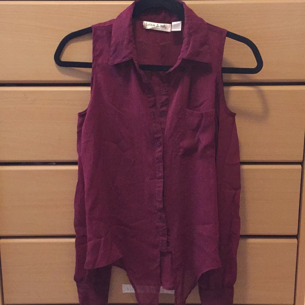 Maroon Blouse with Shoulder Cut Outs